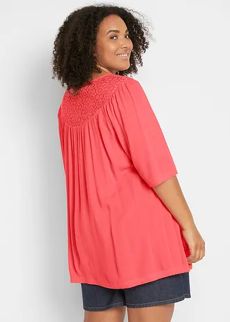 Lange crinkle tuniek, halflange mouw • olijfgroen plus size • bonprix online shop