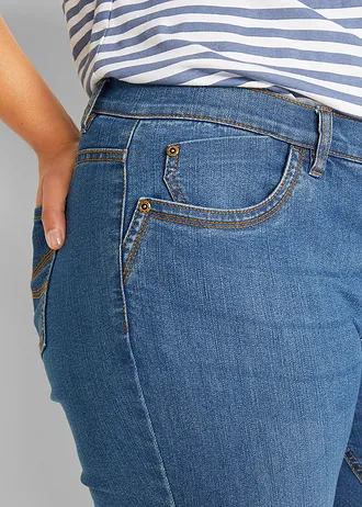 Capri džíny, Mid Waist, Slim Fit • modrá stone used plus size • bonprix obchod