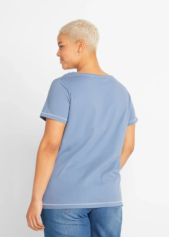 T-shirt, Couleur: bleu jean imprimé