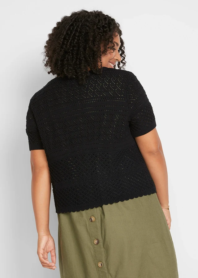 Boléro court en crochet, Couleur: noir