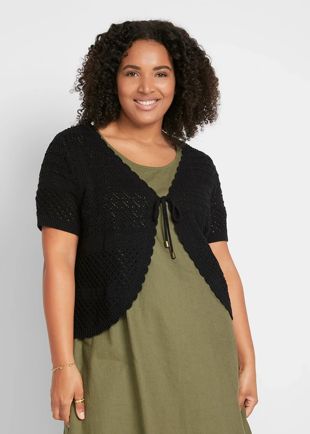 Gehaakte bolero, korte mouw, Kleur: zwart