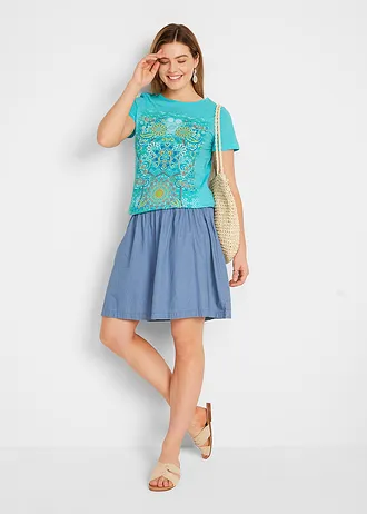 T-shirt 100% coton • turquoise mat imprimé • Boutique bonprix