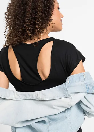 Robe fluide en jersey viscose extensible • noir • Boutique bonprix