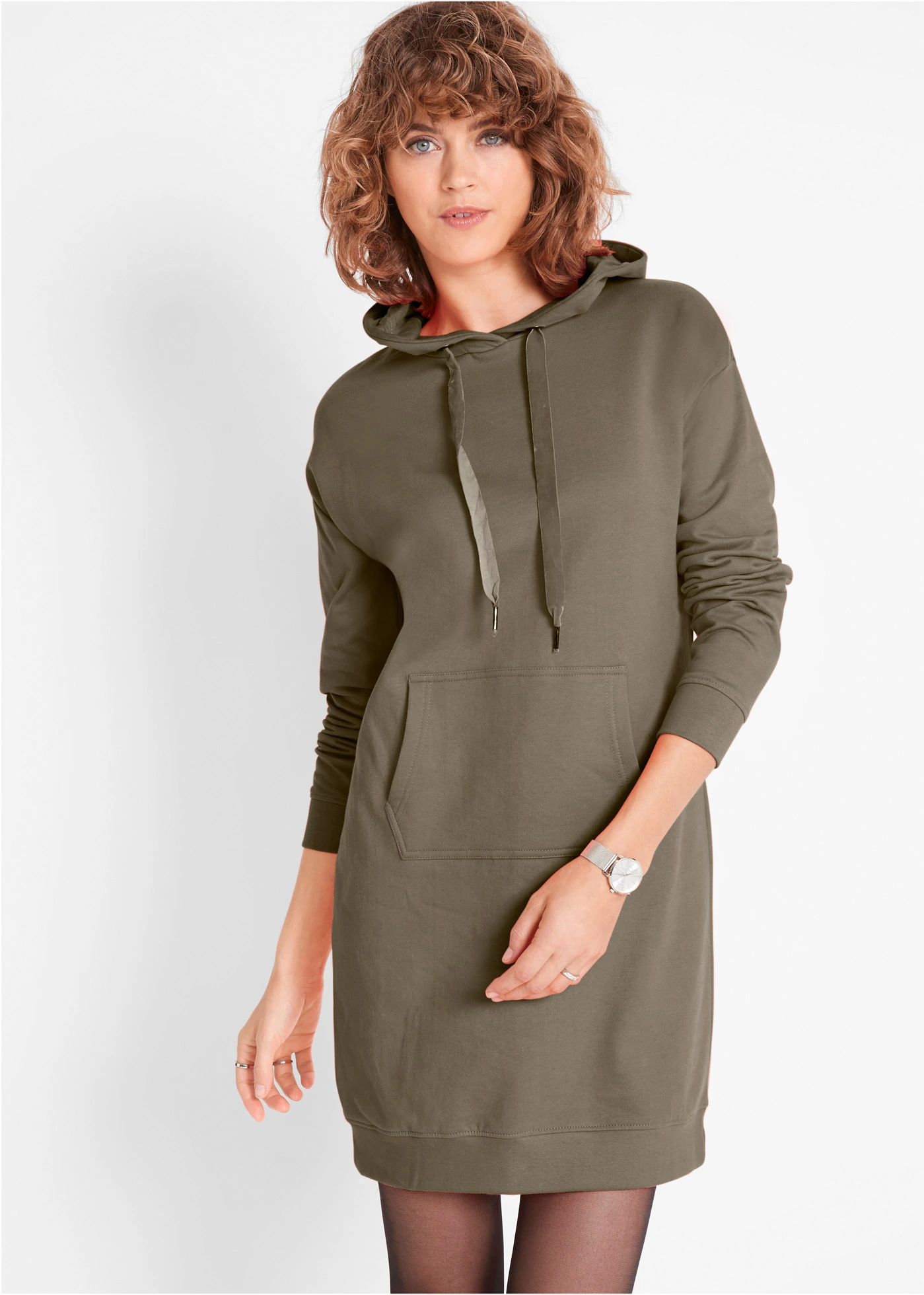 Sweatjurk van puur katoen • olijfgroen • bonprix online shop