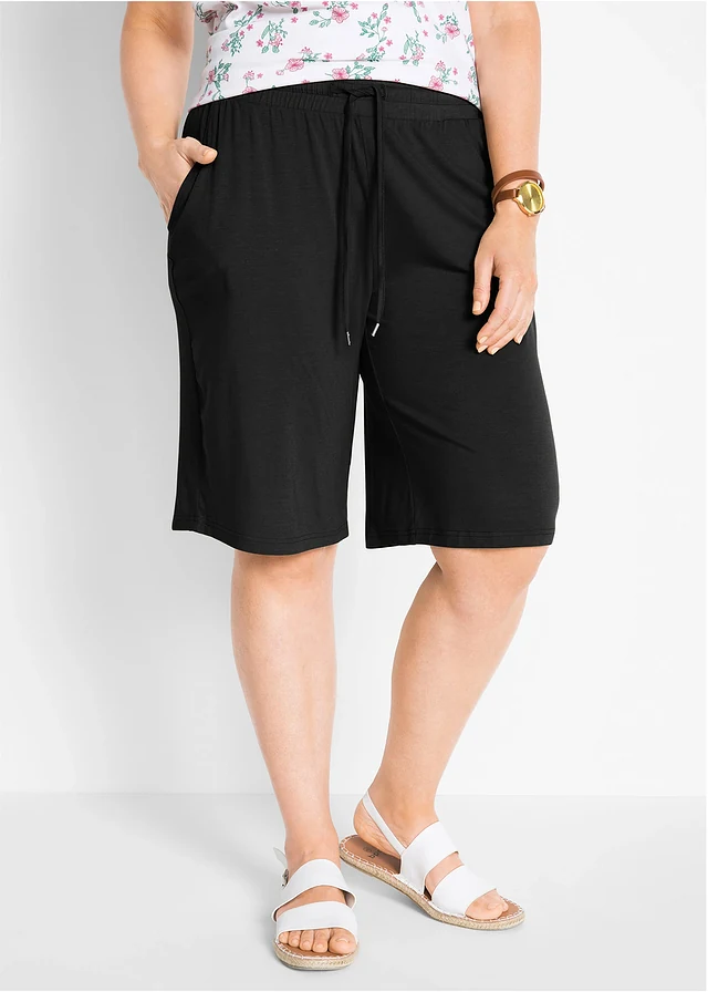 Jersey bermuda, Kleur: zwart