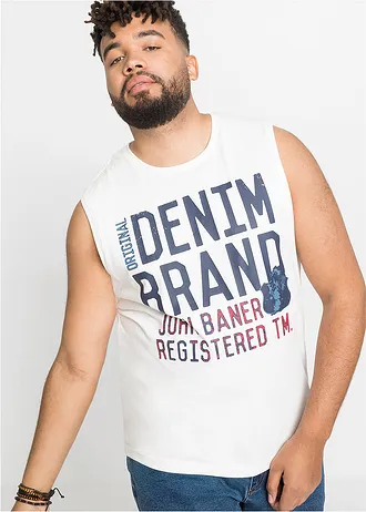 Tílko z čisté bavlny (2 ks v balení), barva: indigo-přírodní bílá s potiskem