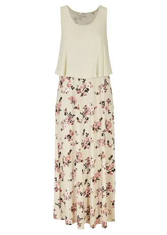 Maxi shirtjurk van fijne viscose, Kleur: rookframboise gebloemd