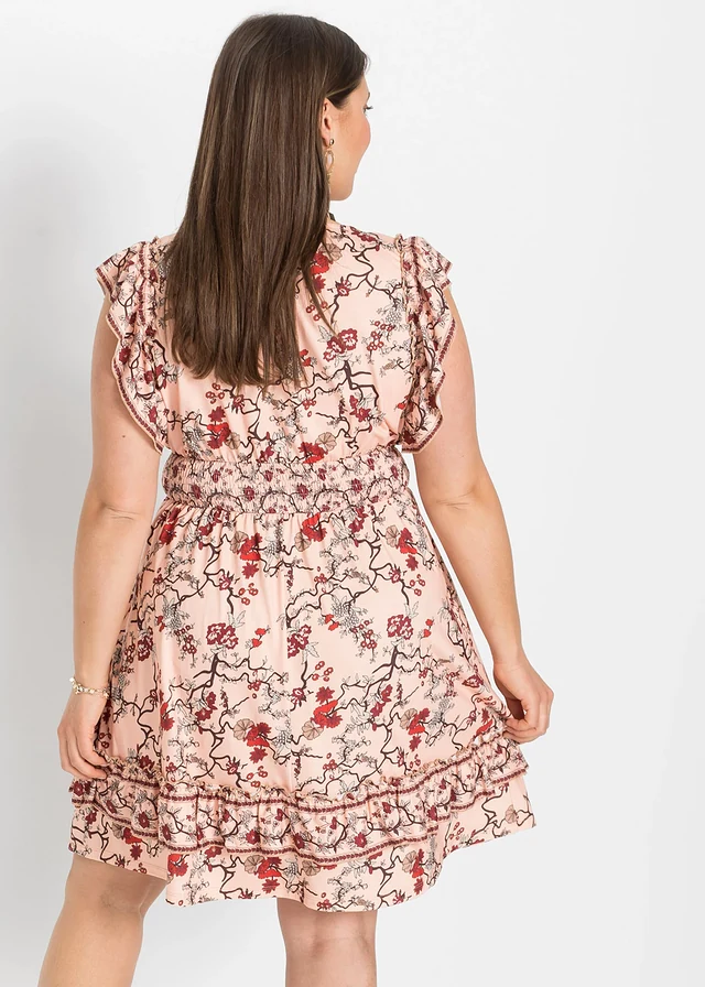 Robe en jersey à volants, Couleur: abricot floral