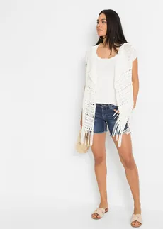 Lot de 2 tops doux en viscose extensible • magenta + écru • Boutique bonprix