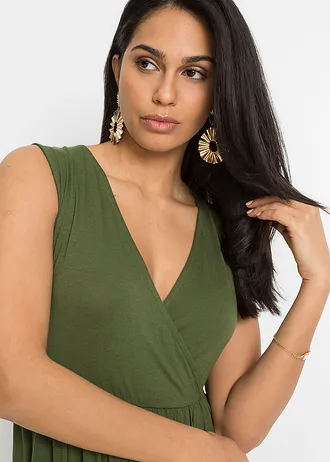 Žerzejové šaty z viskózové směsi • olivová • bonprix obchod