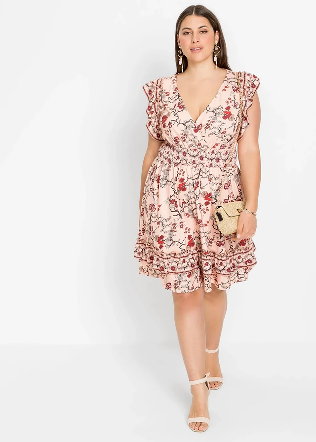 Robe en jersey à volants, Couleur: abricot floral