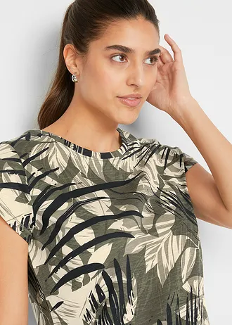 Tricou imprimat cu mâneci mini, bumbac • verde imprimat • magazin bonprix