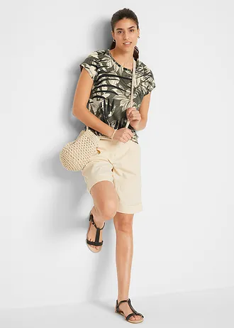 Katoenen shirt met print en minimouwen • groen gedessineerd • bonprix online shop