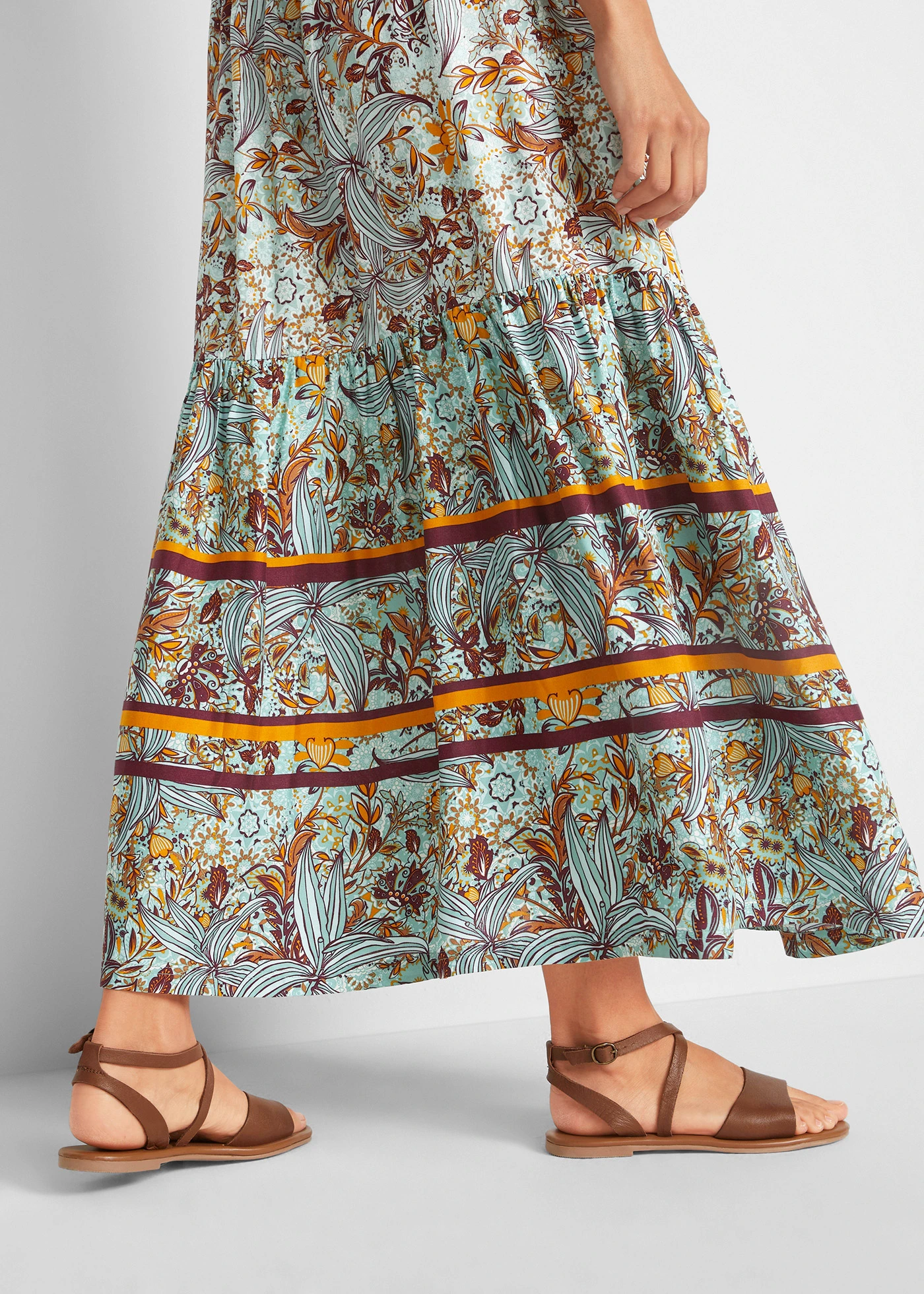 Geweven maxi jurk met print • grijsgroen • bonprix online shop