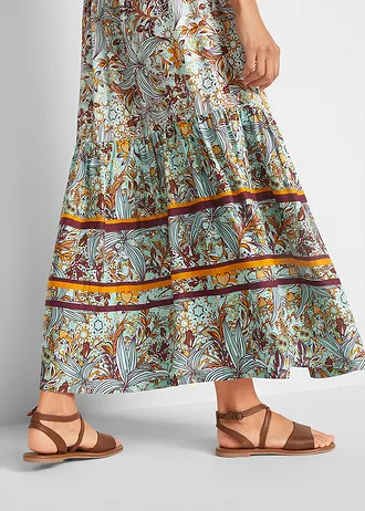 Geweven maxi jurk met print • grijsgroen • bonprix online shop