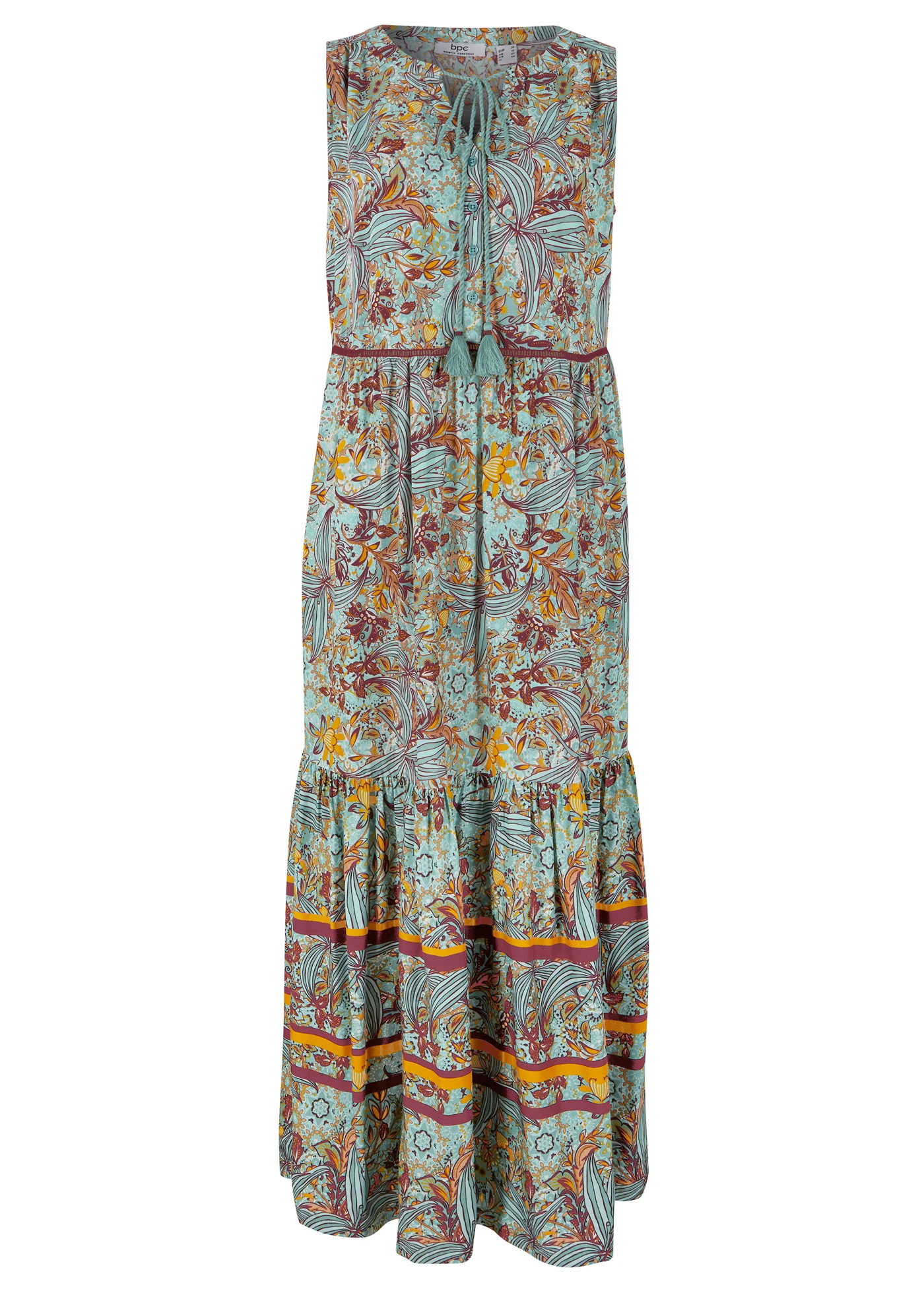 Rochie maxi cu borduri imprimate • verde de mare • magazin bonprix