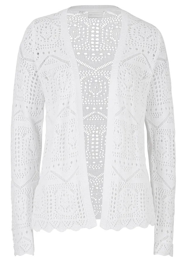 Ažurový pletený kabátek • bílá • bonprix obchod