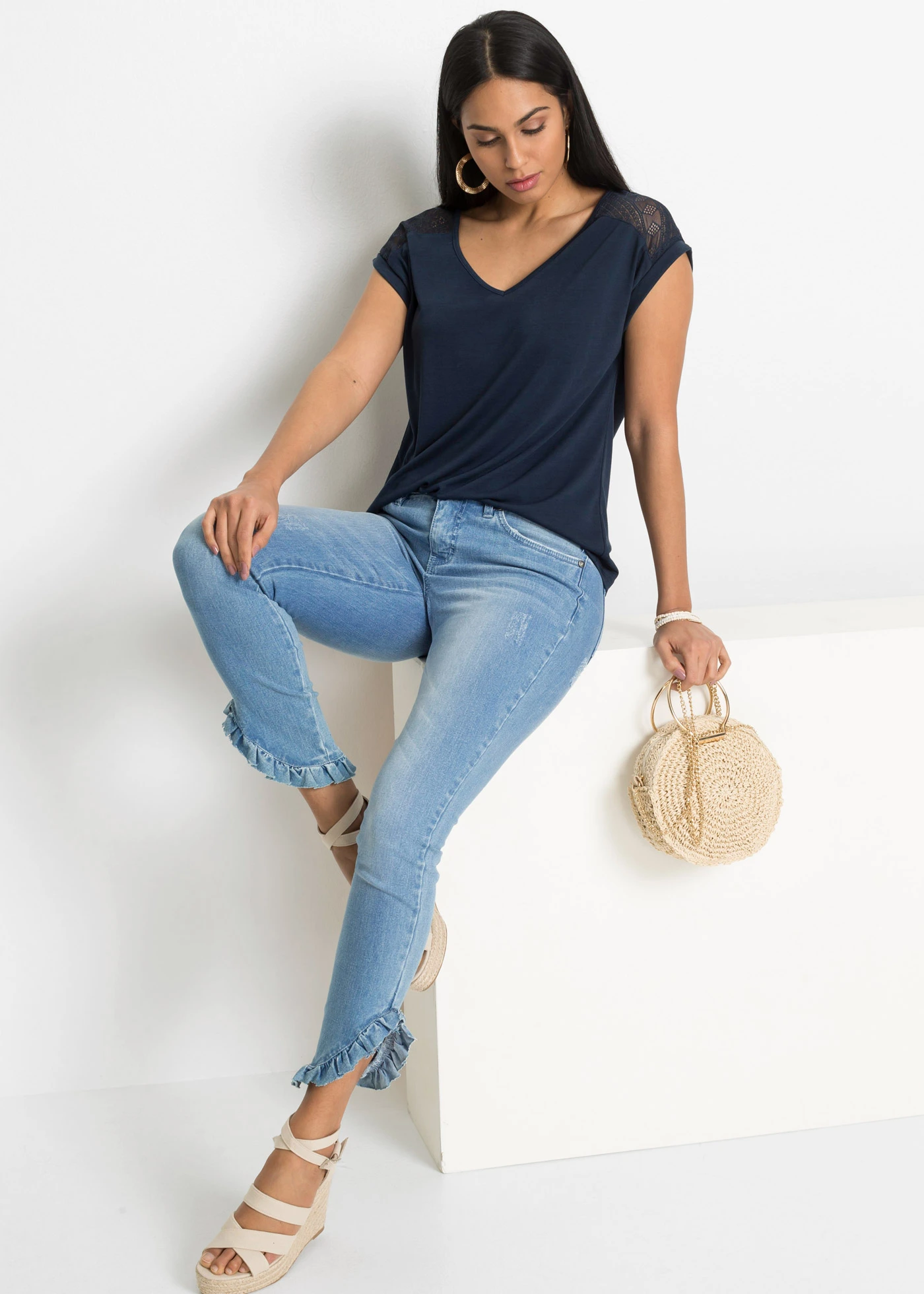 Bluză din amestec moale cu viscoză • bleumarin • magazin bonprix