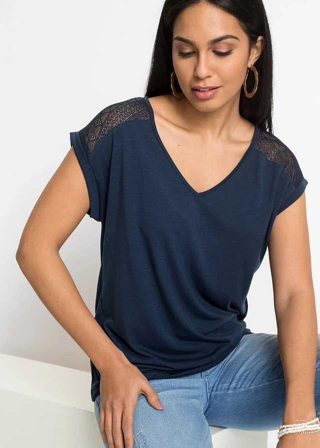Shirt in een zachte viscosemix • donkerblauw • product-page.page-title-suffix