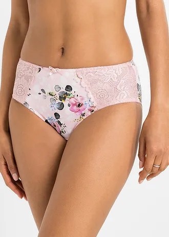 Maxi kalhotky s jemnou krajkou (2 ks) • růžová s květy + bílo-růžová • bonprix obchod