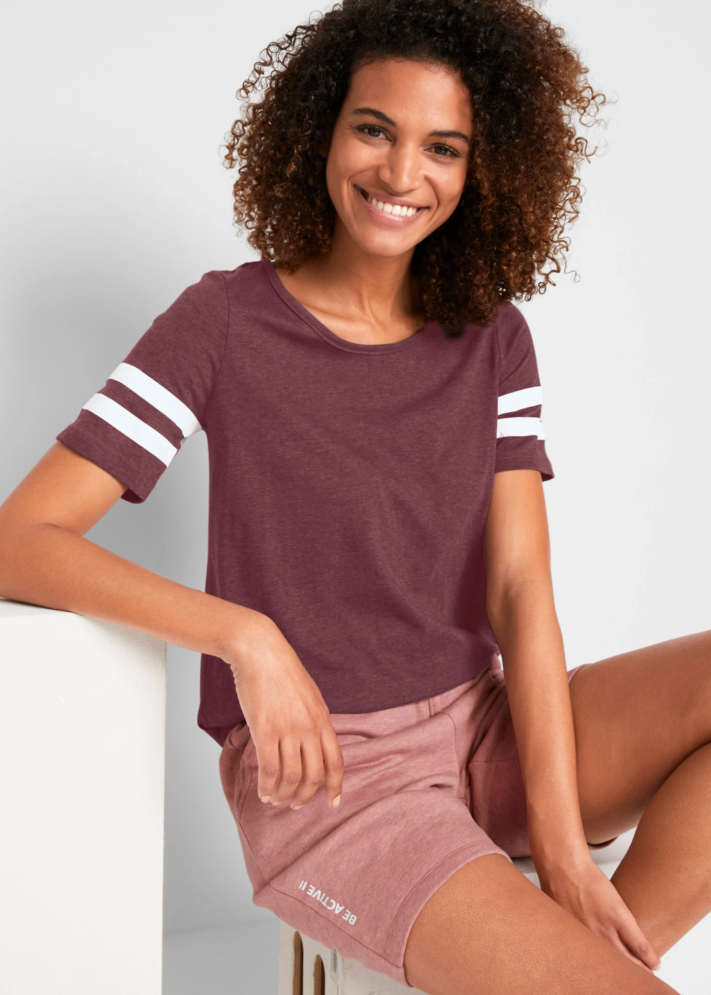 Lekki sportowy T-shirt (2 szt.) • antracytowy melanż+ciemnofioletowy melanż • sklep bonprix