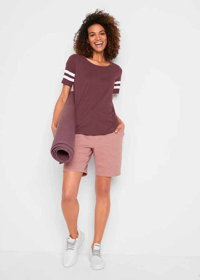 Lot de 2 T-shirts de sport légers, Couleur: anthracite chiné + violet foncé chiné