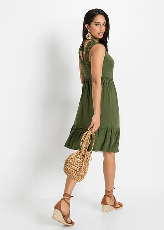 Žerzejové šaty z viskózové směsi • olivová • bonprix obchod