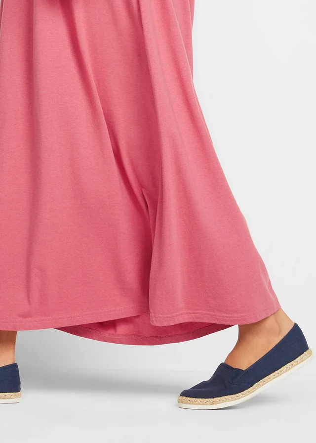 Wijde maxi shirtjurk van katoen-viscose • lichtrood - donkerblauw - wolwit • product-page.page-title-suffix