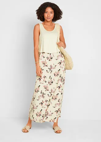 Maxi shirtjurk van fijne viscose, Kleur: rookframboise gebloemd