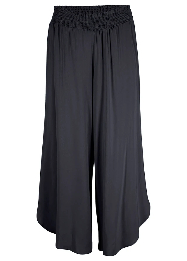 Cropped culotte van zachte viscose, Kleur: antraciet