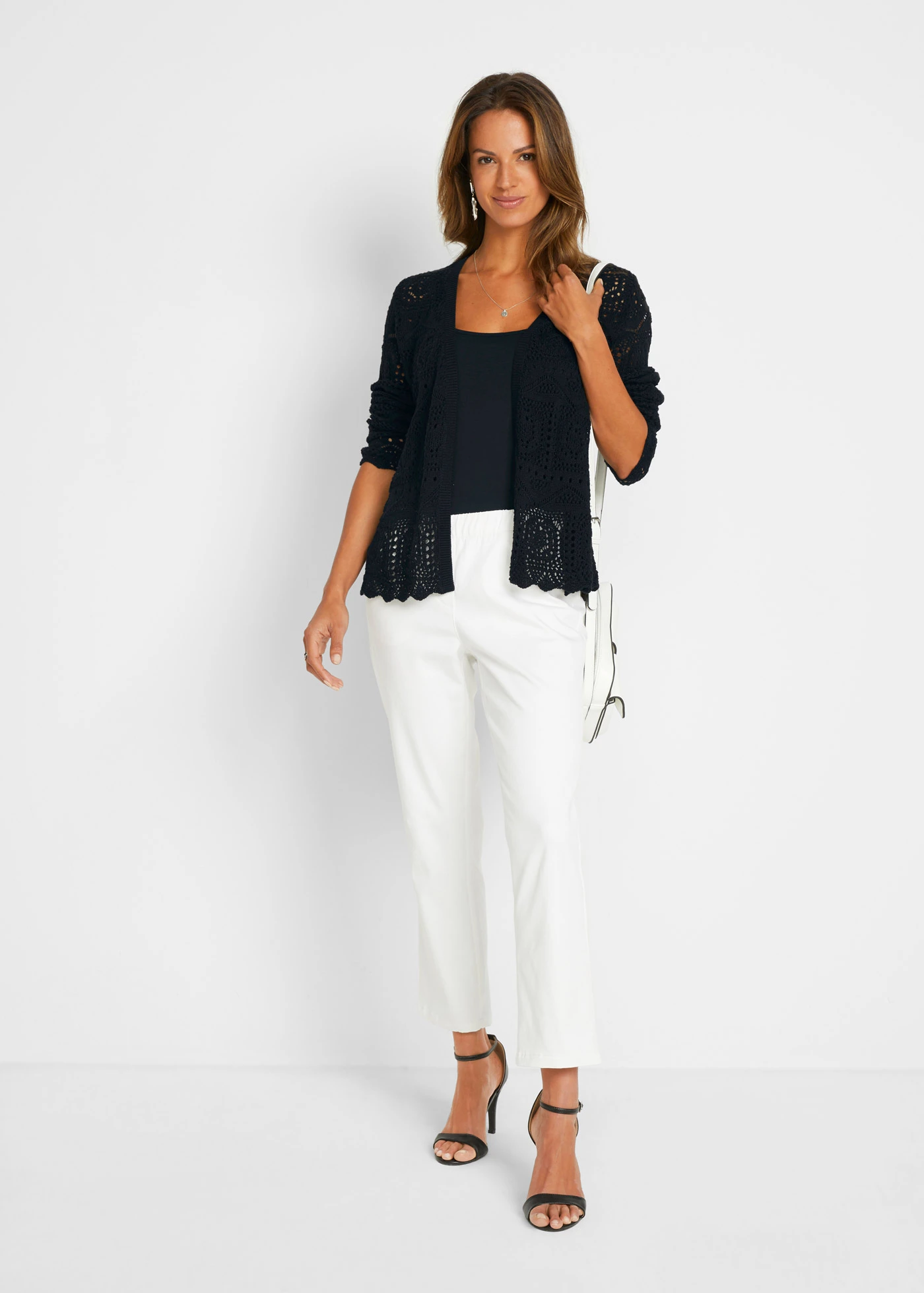 Ažurový pletený kabátek • černá • bonprix obchod