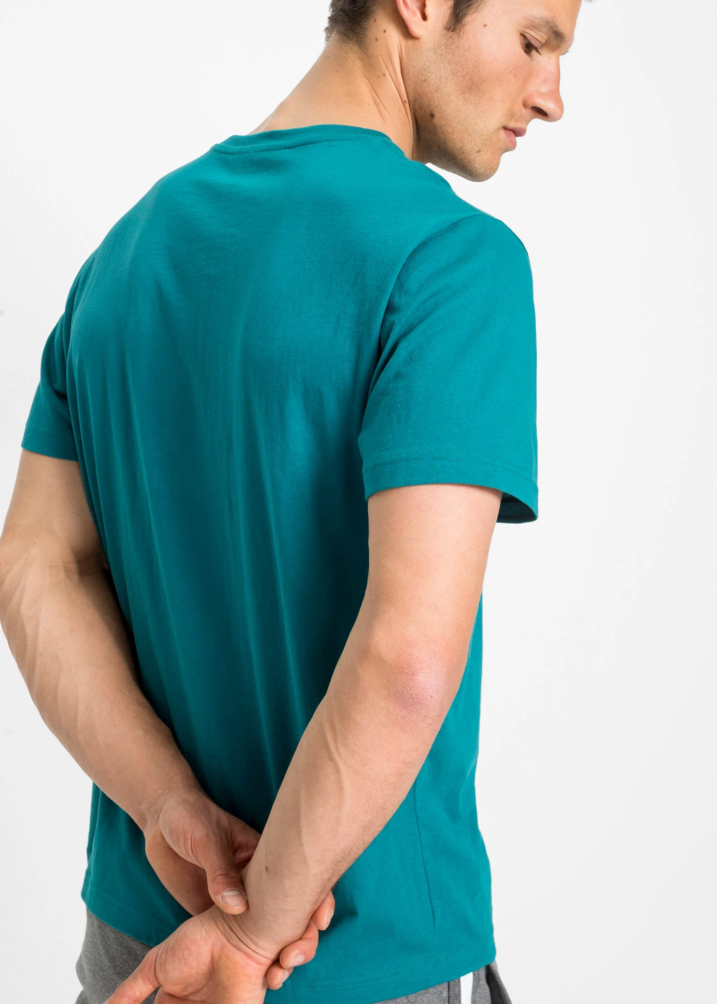 Tricou (set/3 buc.) • turcoaz-cobalt  + roșiatic bujor de munte + gri-antracit marmorat • magazin bonprix