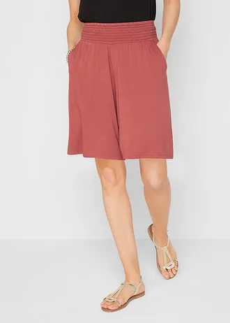 Wijde jersey bermuda in een viscosemix, Kleur: marsala