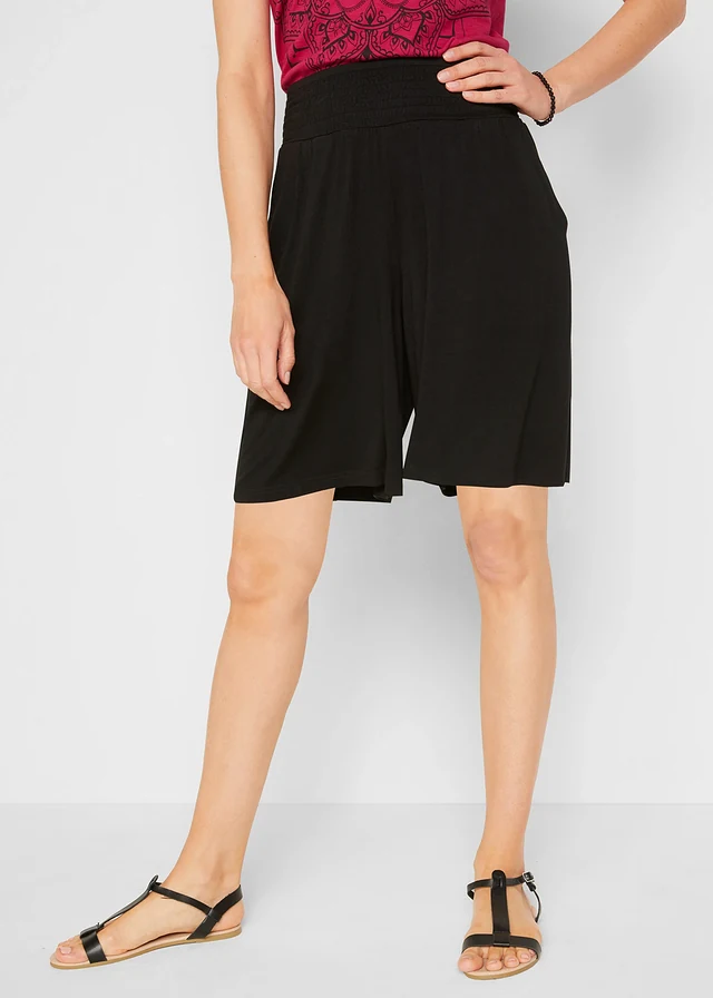 Wijde jersey bermuda in een viscosemix • zwart • product-page.page-title-suffix