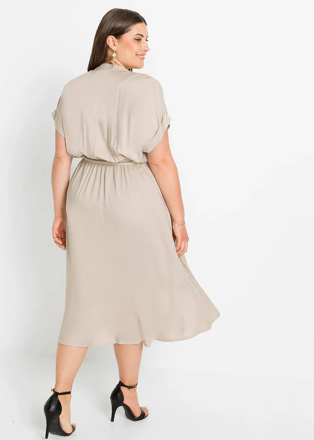 Robe-chemise en viscose fluide, Couleur: beige