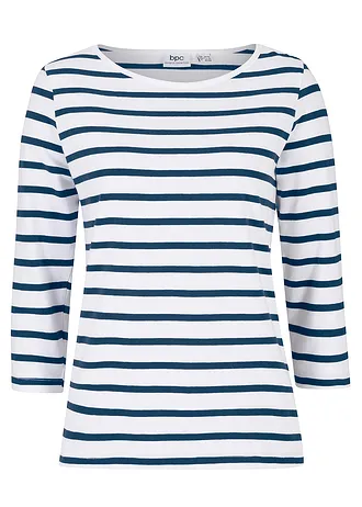 Shirt met 3/4 mouwen • wit-donkerblauw gestreept • bonprix online shop