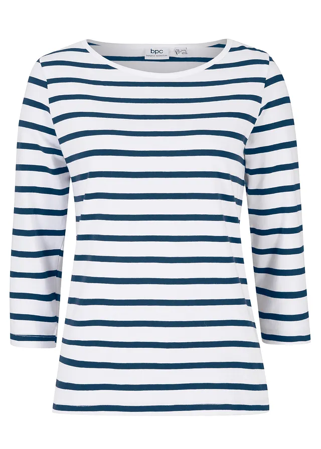 Shirt met 3/4 mouwen • wit-donkerblauw gestreept • bonprix online shop