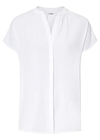 Bluză cu mâneci scurte, cu bandă de nasturi acoperită