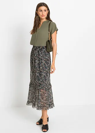 Chemisier manches courtes à boutonnage invisible • olive • Boutique bonprix