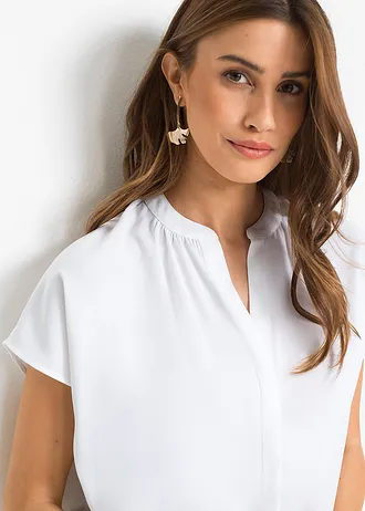 Chemisier manches courtes à boutonnage invisible • blanc • Boutique bonprix