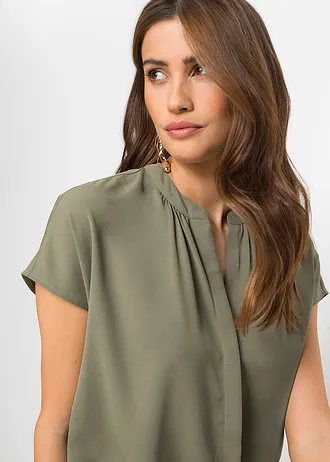 Chemisier manches courtes à boutonnage invisible • olive • Boutique bonprix