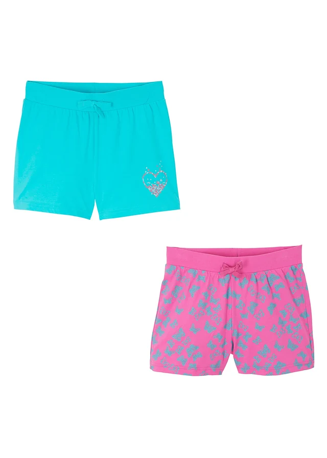 Lot de 2 shorts 100% coton • bleu ciel+fuchsia clair • product-page.page-title-suffix