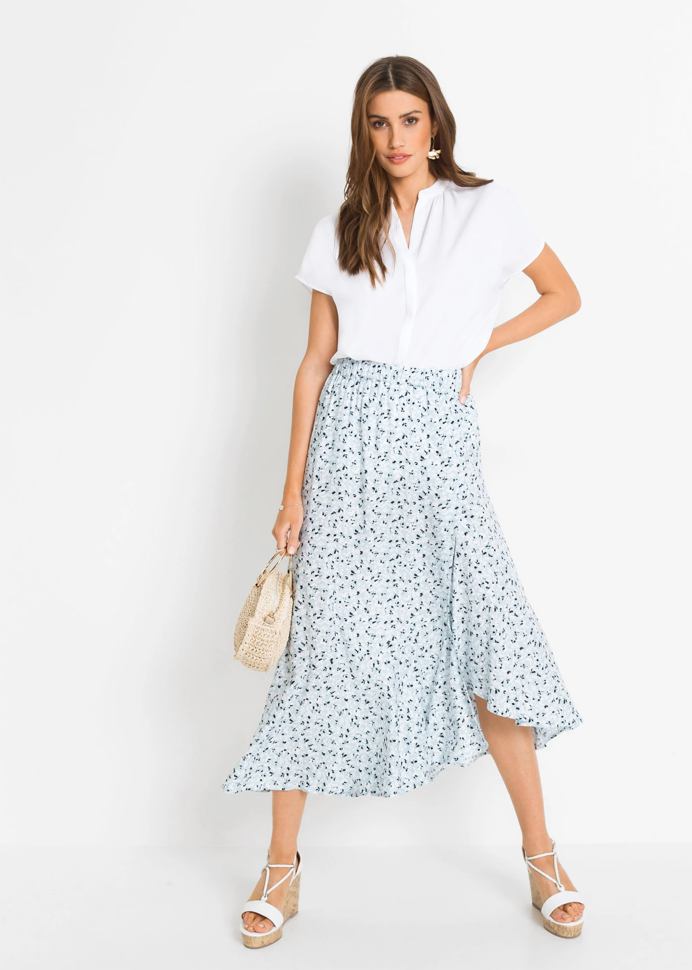 Chemisier manches courtes à boutonnage invisible • blanc • Boutique bonprix