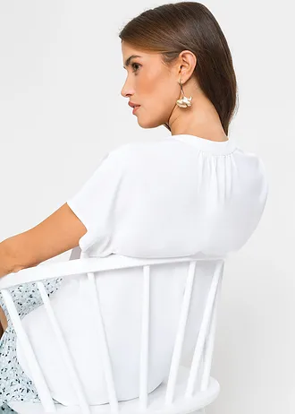 Chemisier manches courtes à boutonnage invisible • blanc • Boutique bonprix