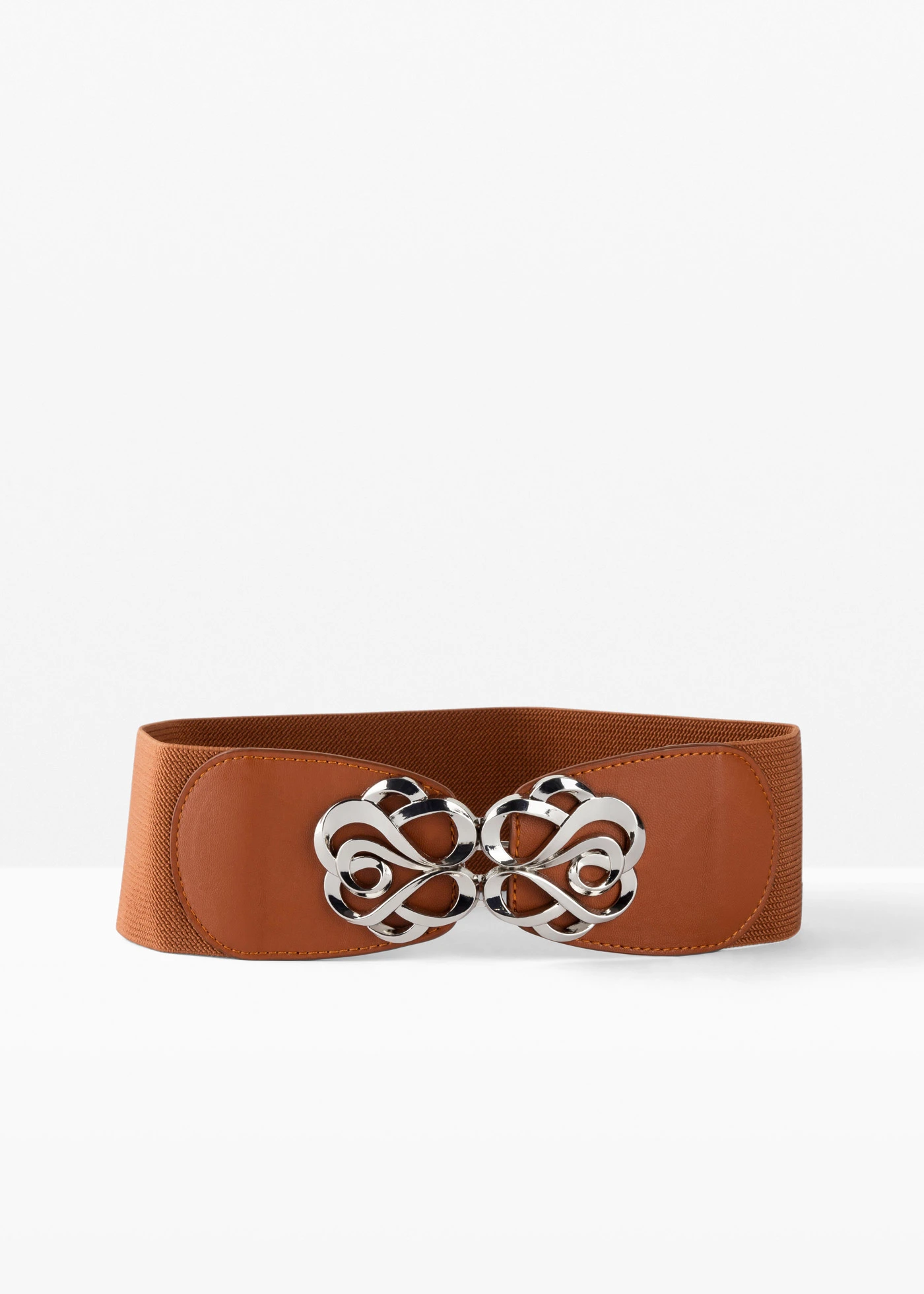 Ceinture large et extensible • cognac-couleur argentée • Boutique bonprix