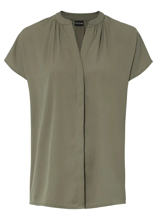 Chemisier manches courtes à boutonnage invisible • olive • Boutique bonprix