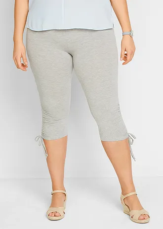 Capri legging met plooitjes (set van 2), Kleur: zwart+lichtgrijs gemêleerd