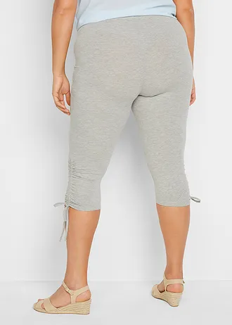 Lot de 2 leggings corsaire avec fronces, Couleur: noir + gris clair chiné
