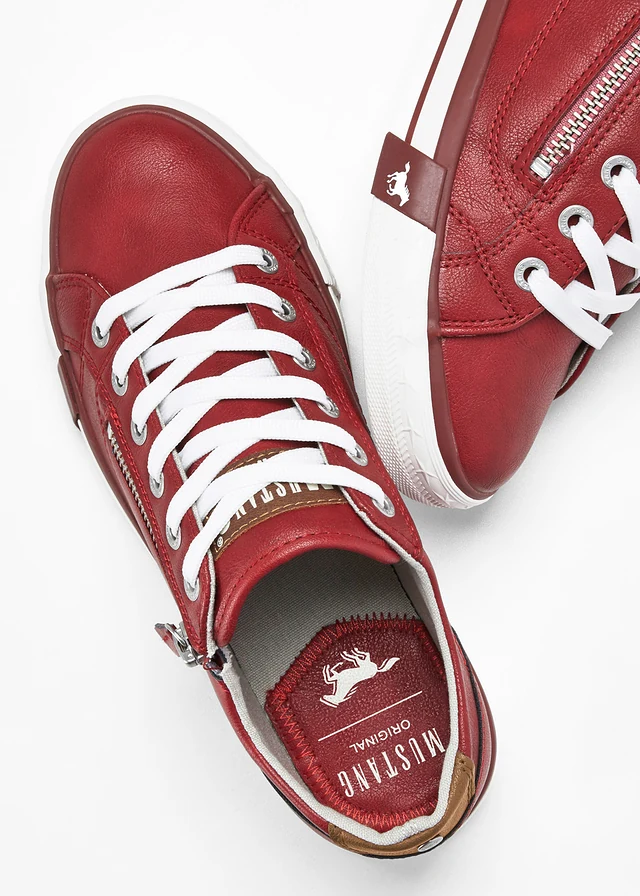 Sneakers van Mustang met ritssluiting, Kleur: rood