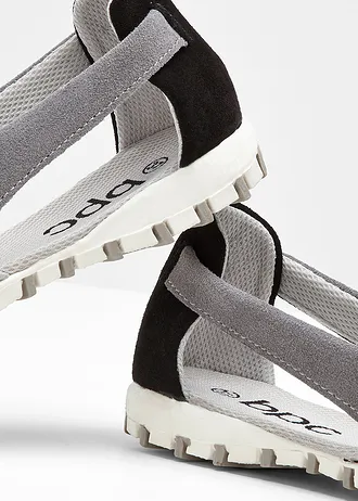 Baleríny z velurové kůže • černo-šedobéžová • bonprix obchod